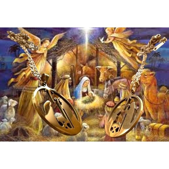 Nativity Scene Necklace Baby Jesus Jerusalem Christmas New 16 in Chain Extender - Picture 7 of 12